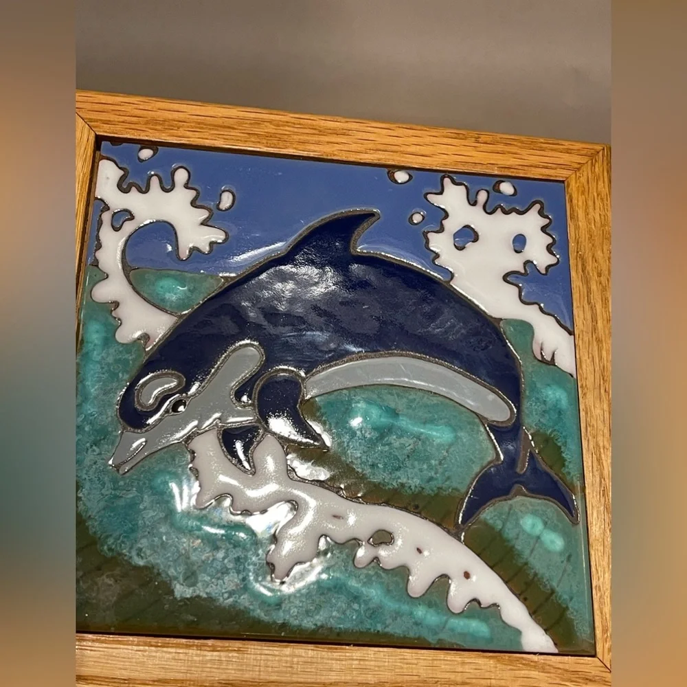Dolphin - Hand Painted Art Tile